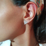 Triangle Shaped Earrings in Gold with Diamonds