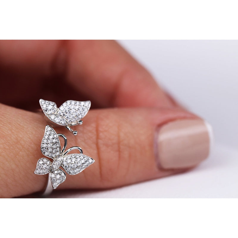 Butterfly Shape Ring in Gold with Diamonds