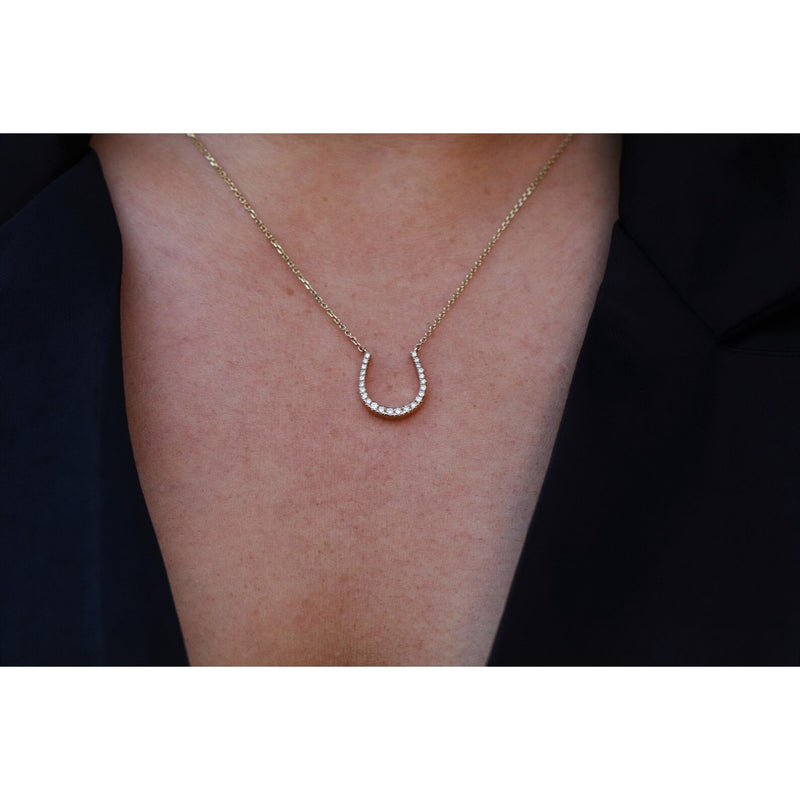 Horseshoe Shape Necklace in Gold with Diamonds