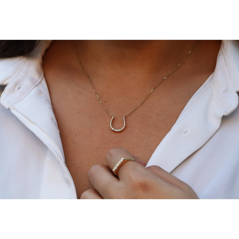 Horseshoe Shape Necklace in Gold with Diamonds