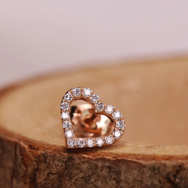 Heart Shape Earrings in Gold with Diamonds