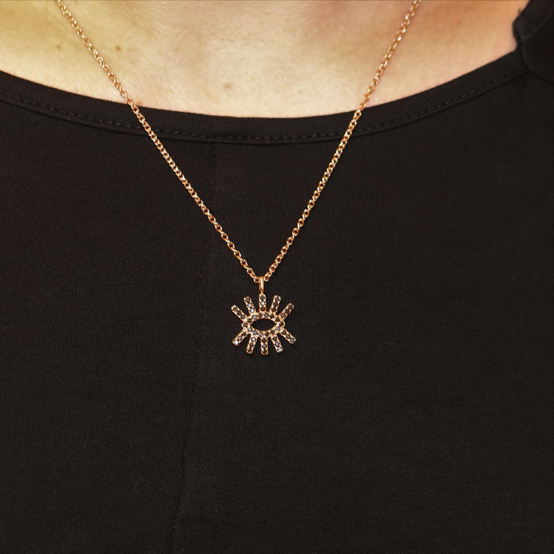 Evil Eye Shape Necklace in Gold with Diamonds