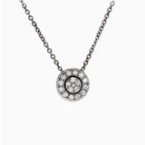 Round Charm Necklace in Gold with Diamonds