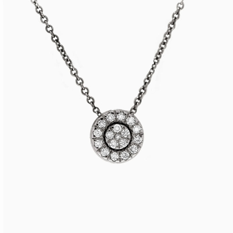 Round Charm Necklace in Gold with Diamonds