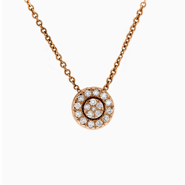Round Charm Necklace in Gold with Diamonds