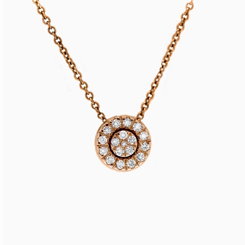 Round Charm Necklace in Gold with Diamonds