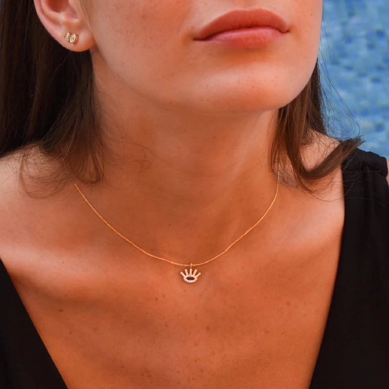 Blue Sapphire Necklace in Gold with Diamonds