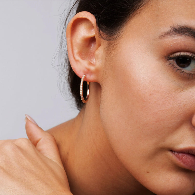 Hoop Earrings in Gold with Diamonds