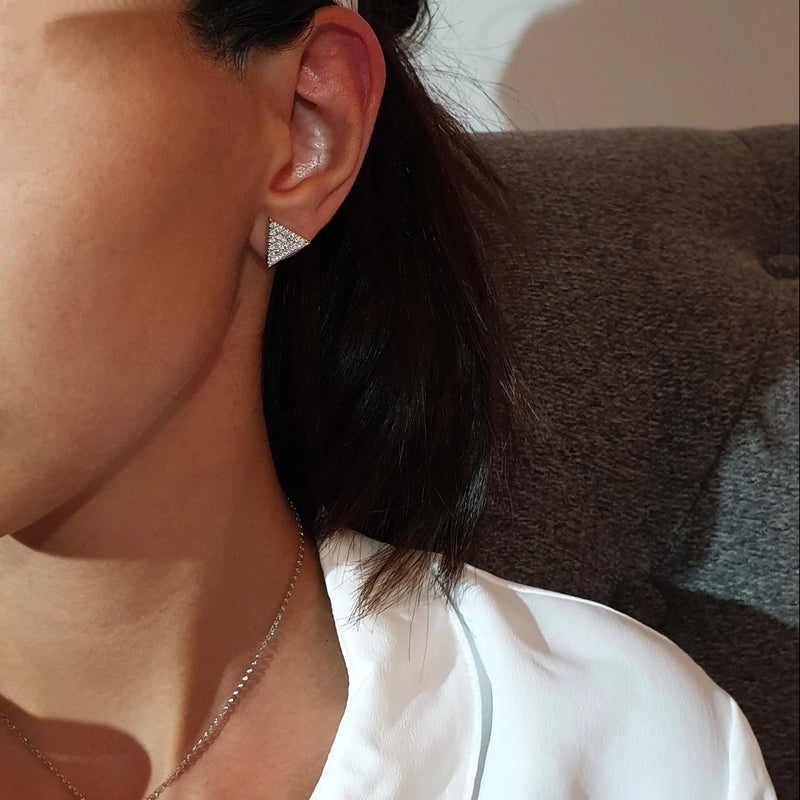 Triangle Shaped Earrings in Gold with Diamonds