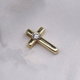 Tiny Cross Necklace in Gold with Diamonds