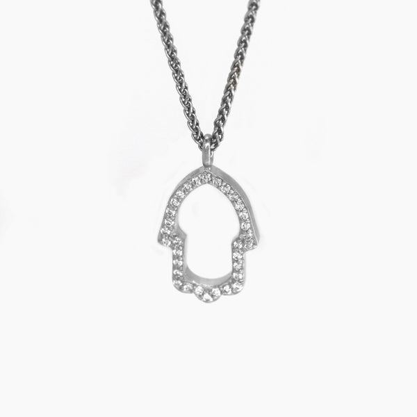 Hamsa Necklace in Gold with Diamonds