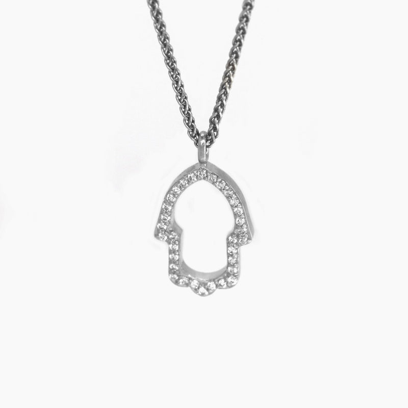 Hamsa Necklace in Gold with Diamonds