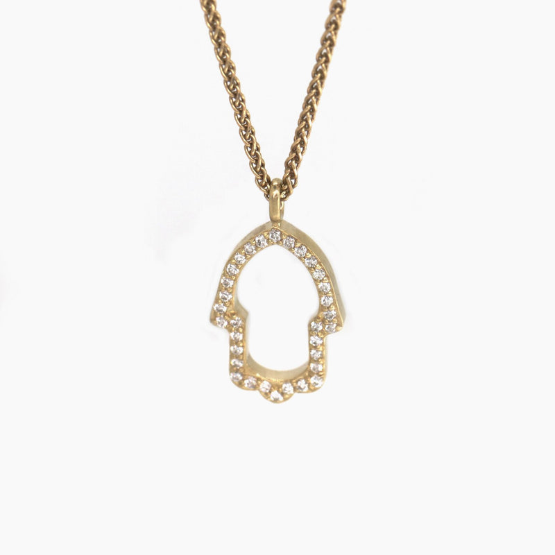Hamsa Necklace in Gold with Diamonds