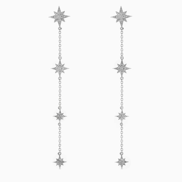 Star Shape Earrings in Gold with Diamonds
