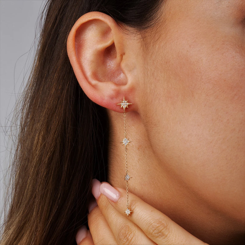 Star Shape Earrings in Gold with Diamonds