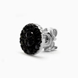 Black Round Shape Earrings in Gold with Diamonds