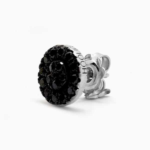 Black Round Shape Earrings in Gold with Diamonds