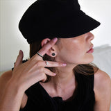 Black Round Shape Earrings in Gold with Diamonds