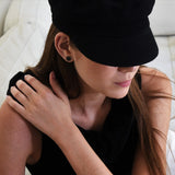 Black Round Shape Earrings in Gold with Diamonds