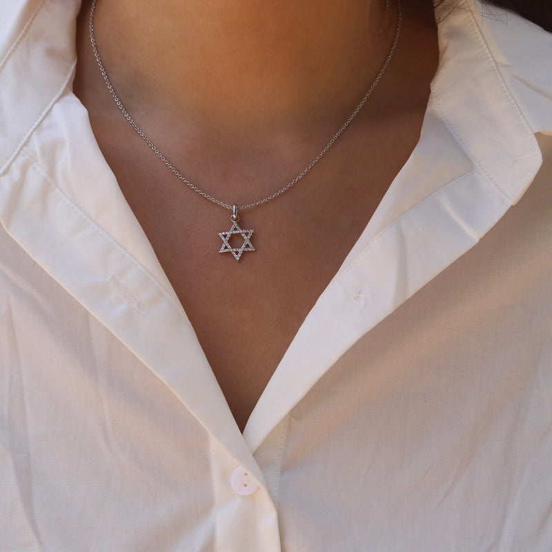 Star Of David  Necklace in Gold with Diamonds
