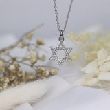 Star Of David  Necklace in Gold with Diamonds