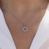 Star Of David  Necklace in Gold with Diamonds