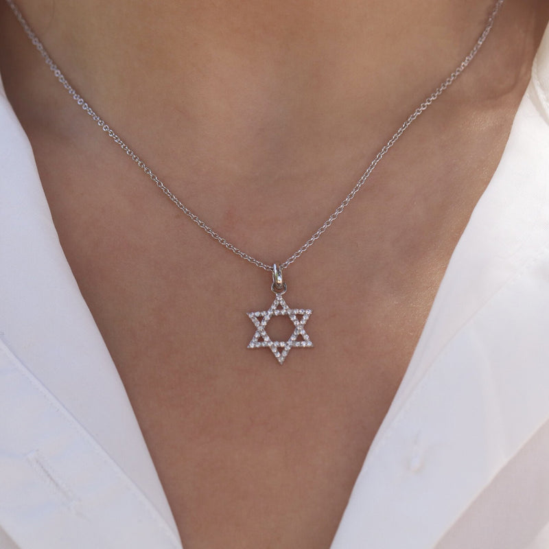 Star Of David  Necklace in Gold with Diamonds