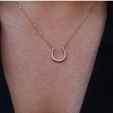 Horseshoe Shape Necklace in Gold with Diamonds