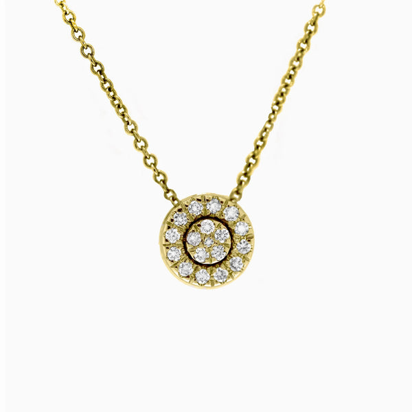 Round Charm Necklace in Gold with Diamonds