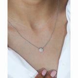 Round Charm Necklace in Gold with Diamonds