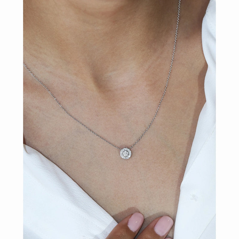 Round Charm Necklace in Gold with Diamonds