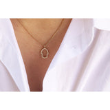 Hamsa Necklace in Gold with Diamonds