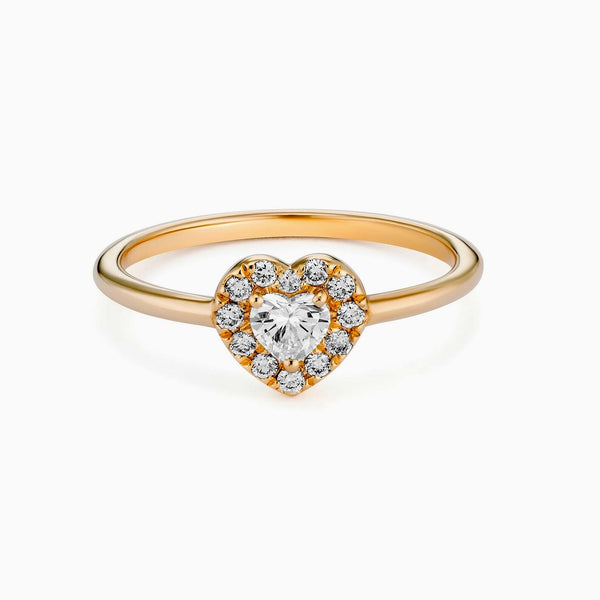Heart Halo Ring in Gold with Diamonds