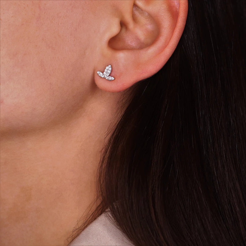 Crown Shaped Earrings in Gold with Diamonds