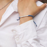 String Macrame Wax Cord Bracelet in Gold with Diamond