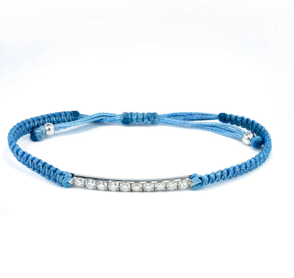 String Macrame Wax Cord Bracelet in Gold with Diamond