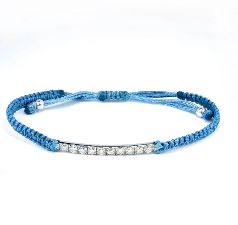 String Macrame Wax Cord Bracelet in Gold with Diamond
