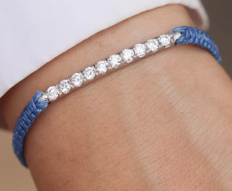 String Macrame Wax Cord Bracelet in Gold with Diamond