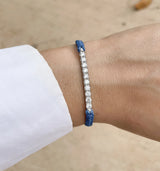 String Macrame Wax Cord Bracelet in Gold with Diamond