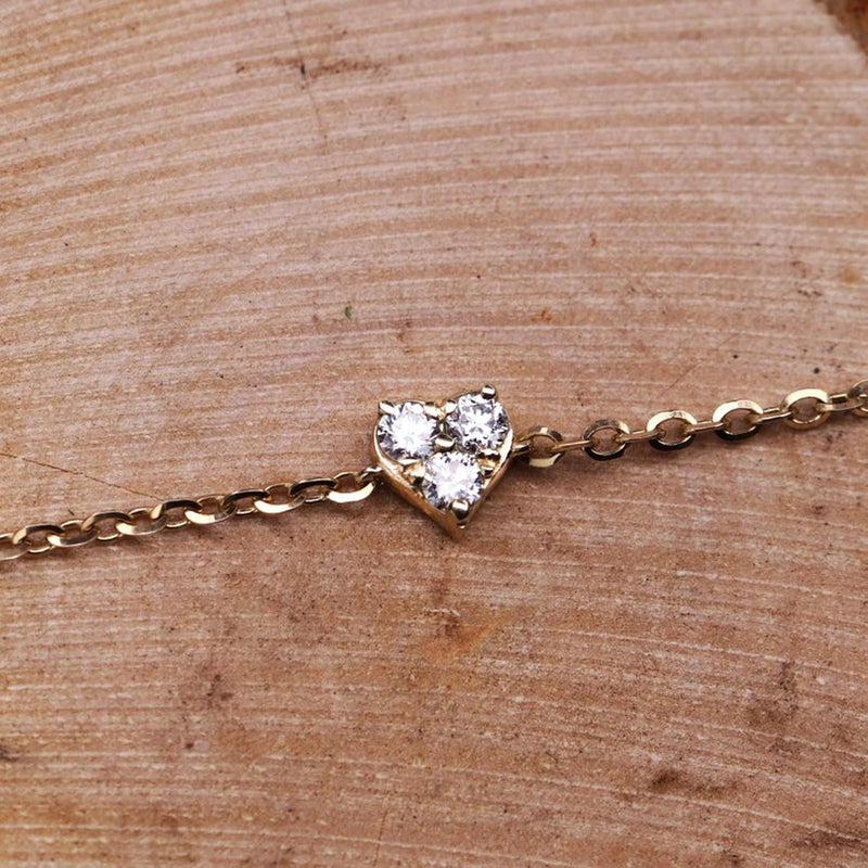 Three Stones Style Bracelet in Gold with Diamond