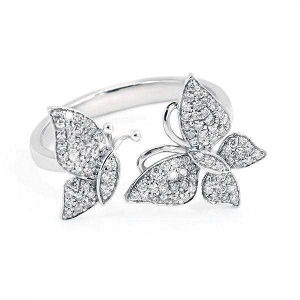 Butterfly Shape Ring in Gold with Diamonds