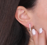 Crown Shaped Halo Style Earrings in Gold with Diamonds