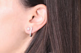 Crown Shaped Halo Style Earrings in Gold with Diamonds