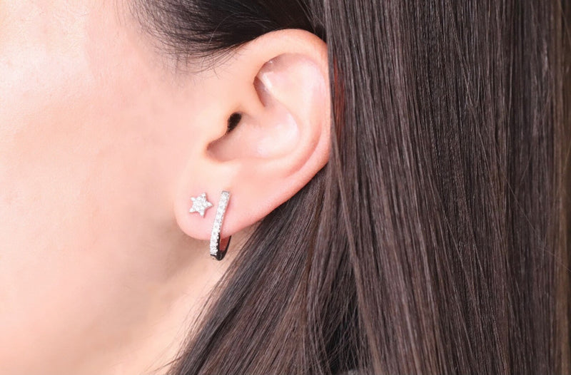 Crown Shaped Halo Style Earrings in Gold with Diamonds