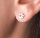 Flower Shaped Earrings in Gold with Diamonds