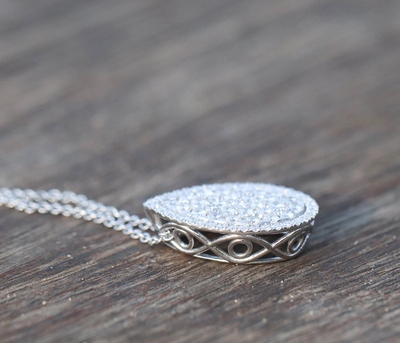 Pave Pear Shape Necklace in Gold with Diamonds