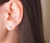 Flower Shaped Earrings in Gold with Diamonds