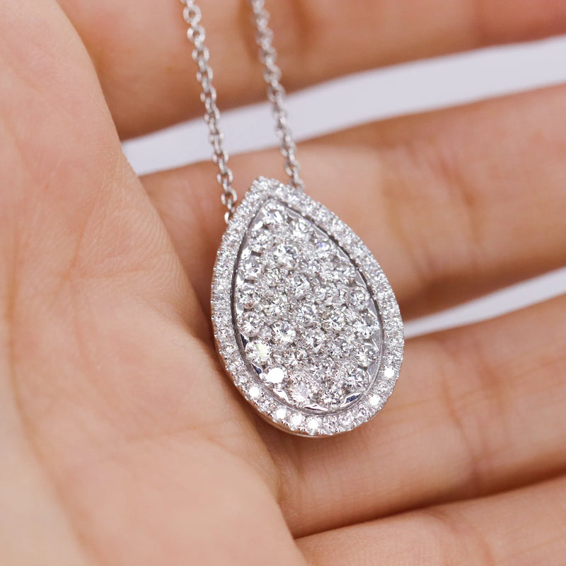 Pave Pear Shape Necklace in Gold with Diamonds