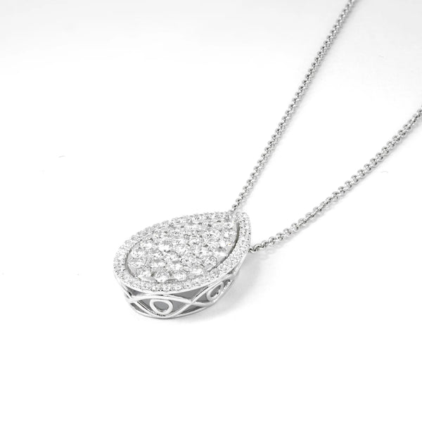 Pave Pear Shape Necklace in Gold with Diamonds