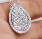 Pave Pear Shape Necklace in Gold with Diamonds